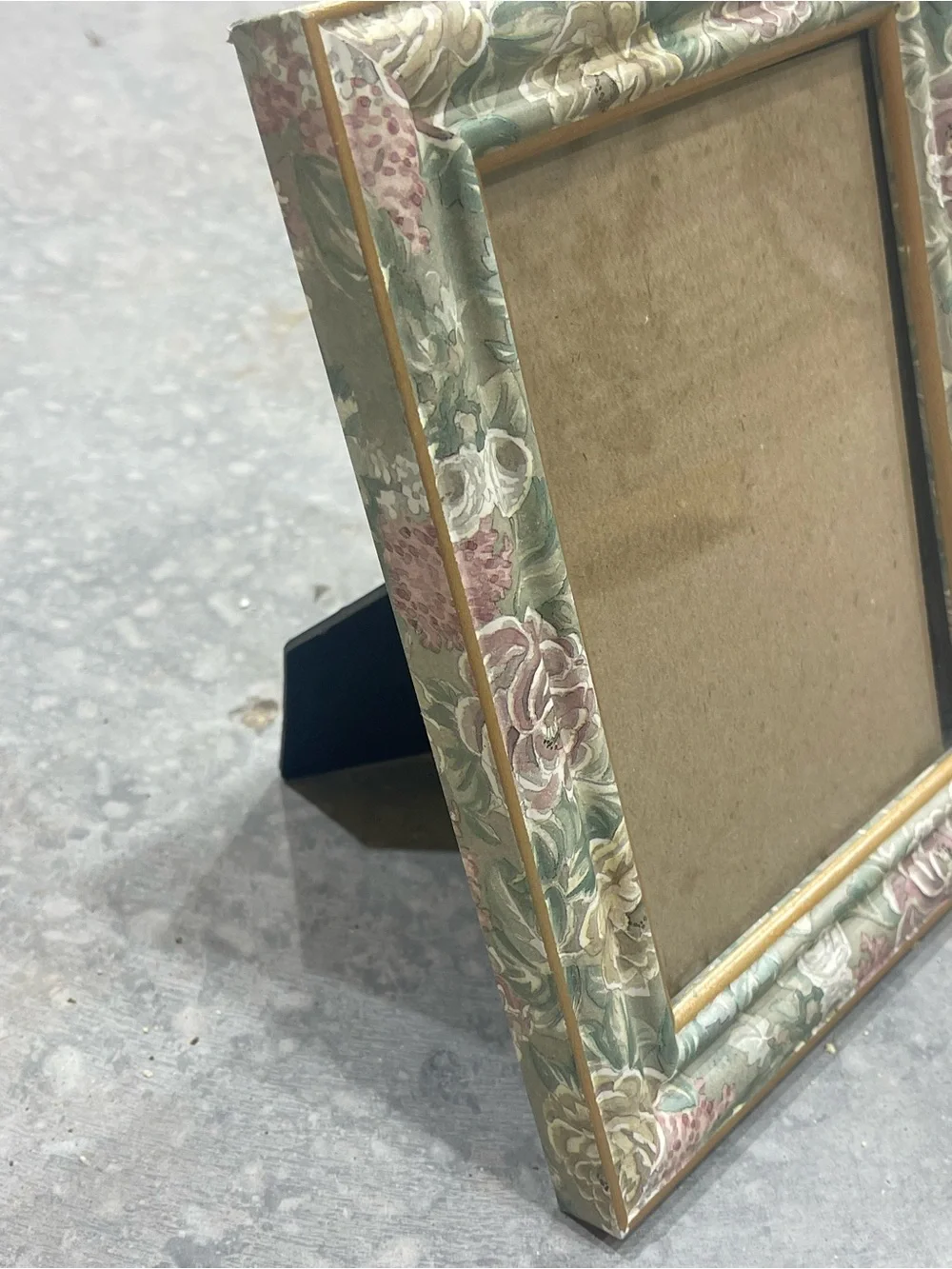 Floral Cottagecore Pattern - Portrait Photo Frame - Green Pink White Gold